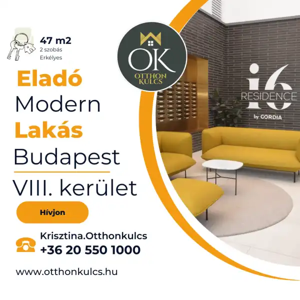 Eladó új építésű téglalakás, Budapest, VIII. kerület 2 szoba 47 m² 66 M Ft