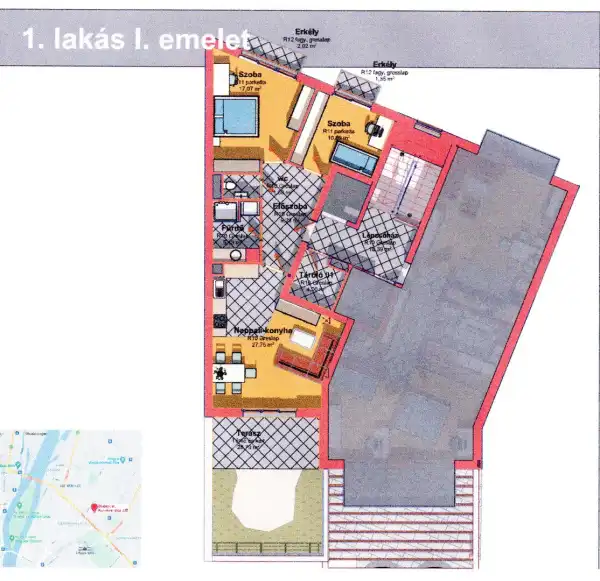 Eladó új építésű téglalakás, Budapest, XIII. kerület 2+1 szoba 77 m² 72.05 M Ft